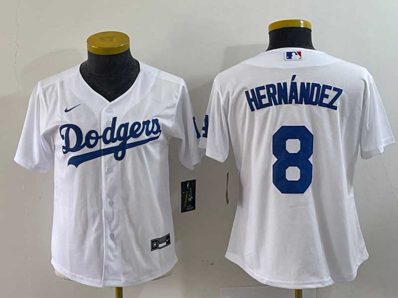 Women%27s Los Angeles Dodgers #8 Kike Hernandez White Stitched Cool Base Nike Jersey->mlb womens jerseys->MLB Jersey